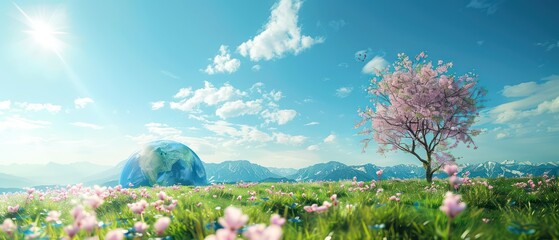 beautiful background of the planet earth nature recovery and our consciousness and role