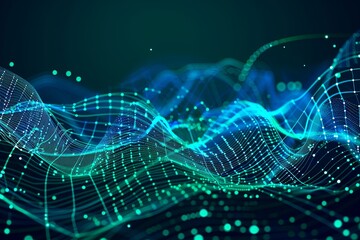 Line Dot 3D Ai Big Data Speed Connect Blue Green Cyber Nano Abstract Innovation Future Tech