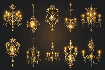 Golden Glow Vector Luxury Elements: Opulent Design Crafting Vision of Gold