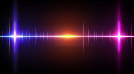   A vibrant sound wave against a black backdrop, mirroring light at its terminus