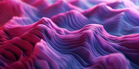 Abstract wallpaper created from Magenta 3D Undulating lines. Colorful 3D Render with copy-space.