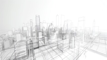 Complex urban cityscape mesh wireframe with interconnected roads and skyscrapers