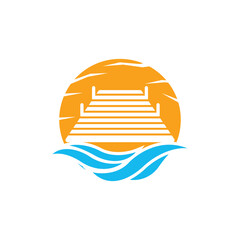 Sea pier logo icon vector design element logo template