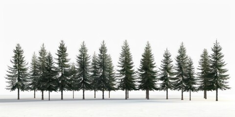 Obraz premium tall tree line isolated on a white background