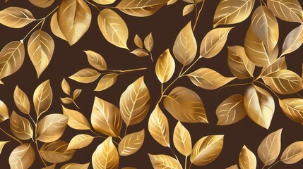 luxury golden ornamental seamless background with rich detailed flowers, leaves and a beautiful contrast