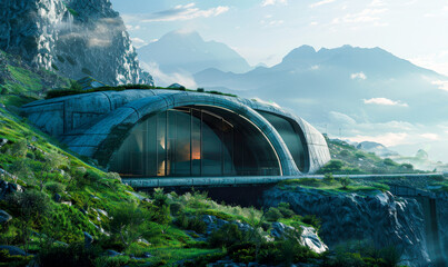 Futuristic building of the future in modernism style