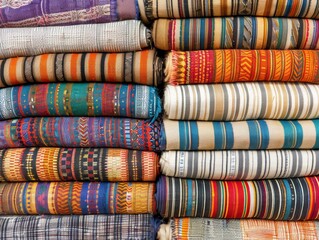Textiles background: Handwoven or woven with unique patterns from Africa, Displaying Intricate Patterns.
