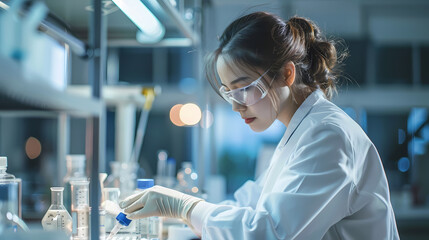 Female Scientist Conducting Research in a Modern Laboratory
