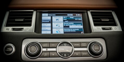 Radio controls on a car dashboard