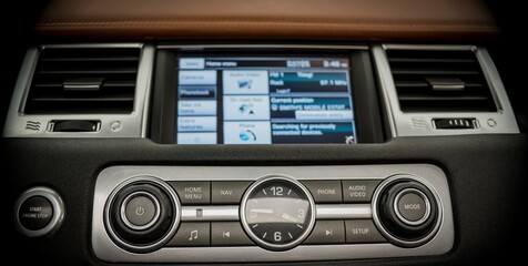 Radio controls on a car dashboard