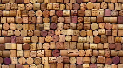 assorted wine corks background, diverse seamless patterns and rustic appeal for design