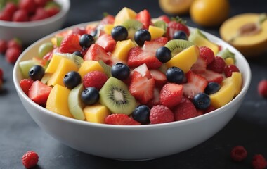 Food bowl with assorted fruits and berries a natural, superfood salad