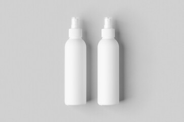 White cosmetic spray bottle mockup.