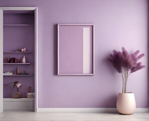 interior design with mock up poster frame on wall