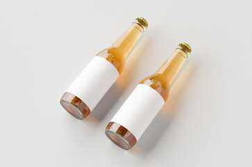 Clear longneck beer bottle mockup with blank label.