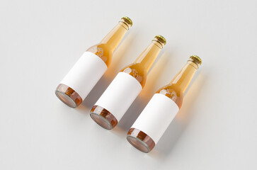 Clear longneck beer bottle mockup with blank label.