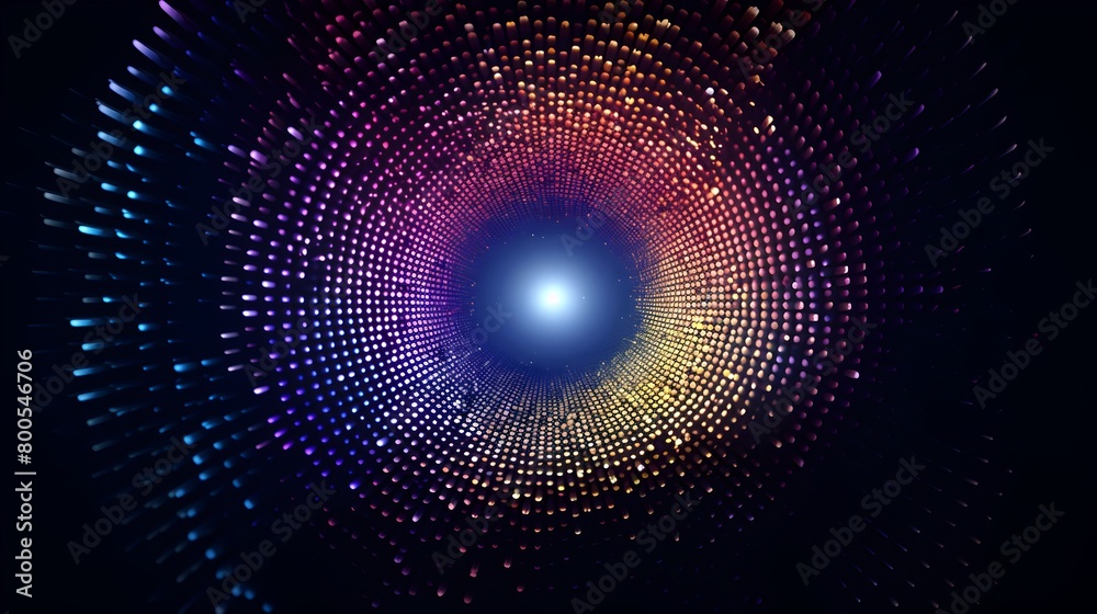 Poster enter a realm of modern abstraction with a mesmerizing view of halftone dots arranged in circular fo