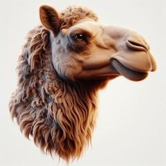 camel in the desert on white