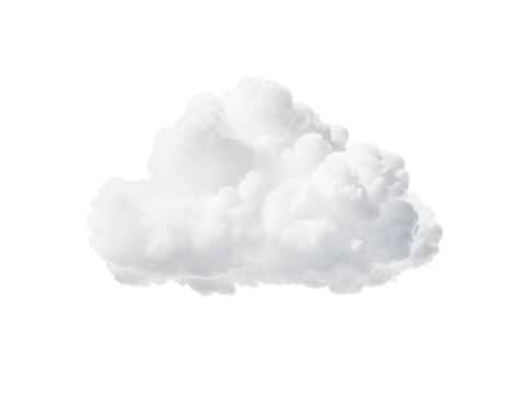 Fluffy cumulus clouds on a clean isolated on a transparent background. Generative AI