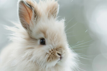 Cute baby rabbit with fluffy fur and twitching nose