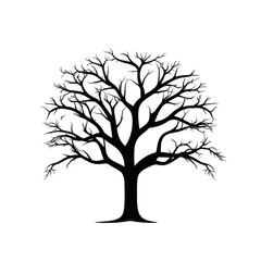 silhouette of tree isolated on white transparent background