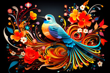 Fototapeta premium A stunning papercut bird illustration crafted with intricate detail, showcasing the beauty of paper artistry in depicting the animal kingdom.