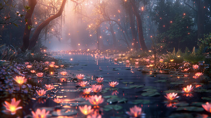 illustration of mystical forest, ai