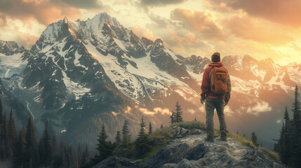 Obraz premium climber on the top of the mountain,ai