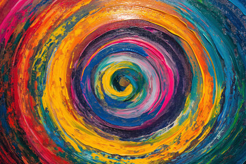 Abstract art, colorful helix pattern swirling dynamically on a canvas, representing movement and energy, vibrant and engaging