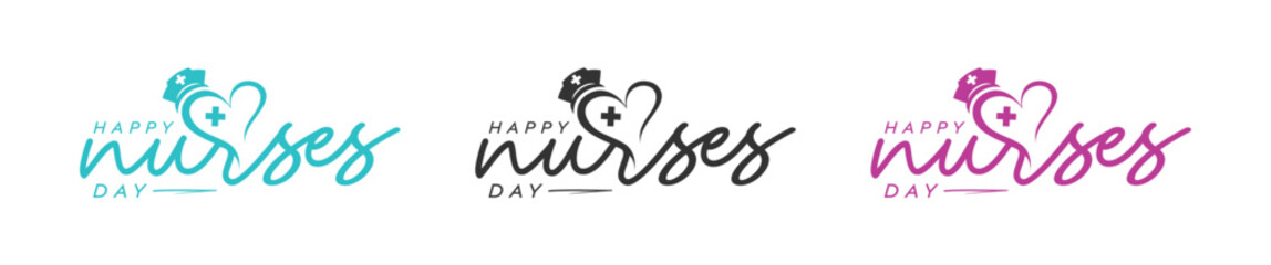 Abstract International Nurses Day Logo Design, 12th May International Nurses or Nurse Day, black, nurse with a love vector logo design template