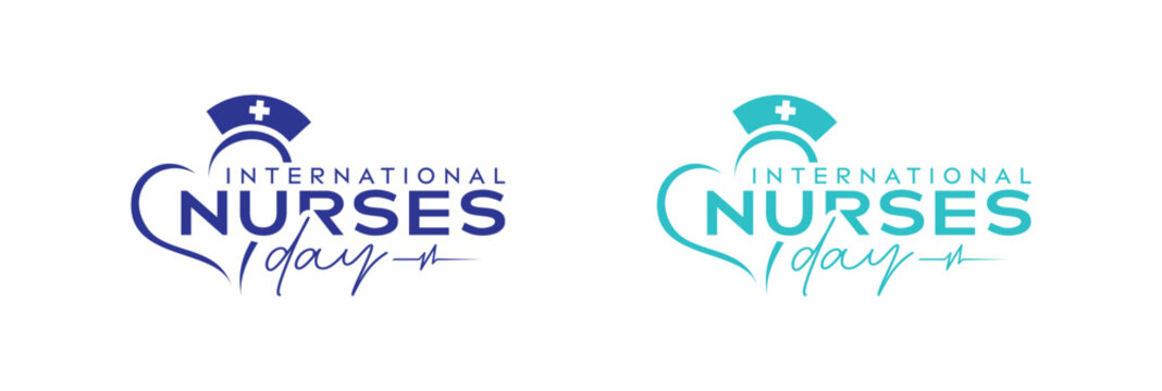 Abstract International Nurse Day Logo Design, 12th May International Nurses or Nurse Day, love heart with nurses vector modern logo design template