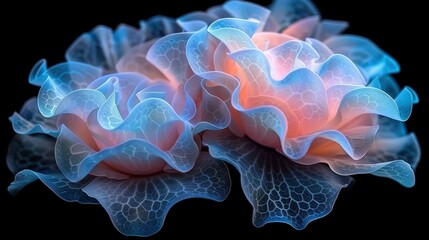 Obraz premium a flower's center on a black background with a blurred surrounding petals