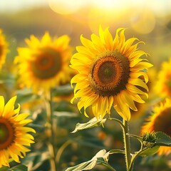 Ein Feld mit wunderschönen Sonnenblumen