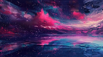 glitch pixel dark landscape background with a 8bit retrowave feel