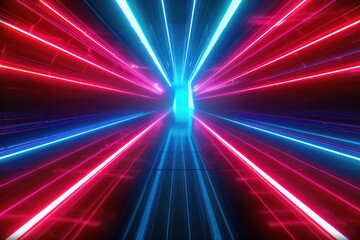 digital retrowave geometric background in neon red and blue 