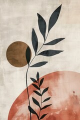 Artistic illustration of plant silhouette with organic shapes and warm tones creating a soothing atmosphere
