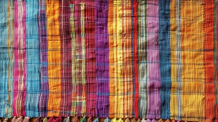 Textiles background: Handwoven or woven with unique vibrant patterns from Peru, Peruvian Handwoven fabric.
