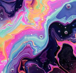 abstract pattern background with liquid colorful fluid with bubbles and dark tones