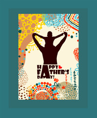 Happy Father's Day card. hand drawing. Not AI, Vector illustration