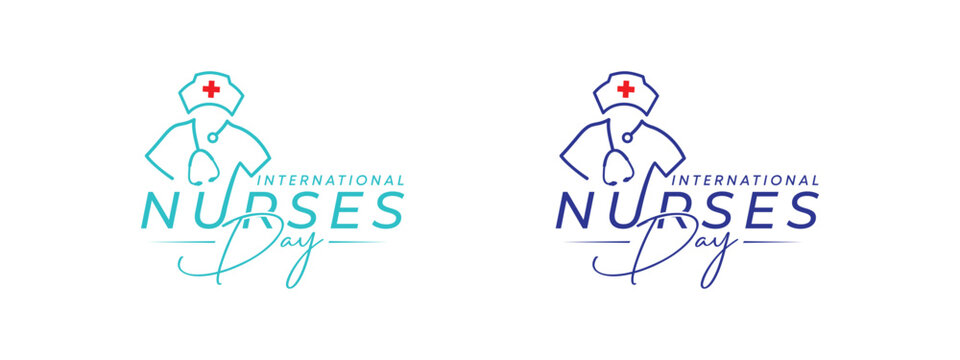 Abstract International Nurses Day Logo Design, 12th May International Nurses or Nurse Day, black, nurse with nurse scrub vector logo design