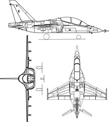 Yakolev Yak-130D 3-view-svg vector file.svg