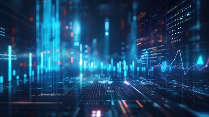 abstract illustration background with digital encryption patterns and financial market graphics, very modern and hi-tech   