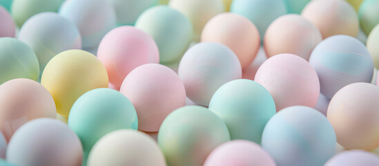 Pastel Colorful balls abstract wallpaper or background. Pattern design for poster backdrop, flyer, banner, card, cover, brochure. Cute spheres texture. 3d render style.