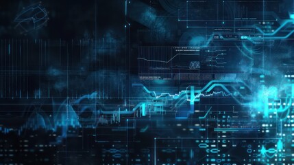 Obraz premium abstract illustration background with digital encryption patterns and financial market graphics, very modern and hi-tech 