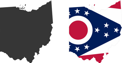 Ohio state of USA. Ohio flag and territory. States of America territory on white background. Separate states. Vector illustration
