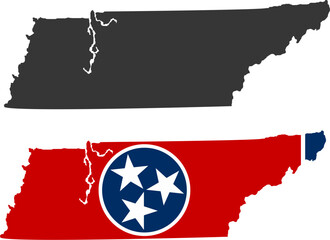 Tennessee state of USA. Tennessee flag and territory. States of America territory on white background. Separate states. Vector illustration