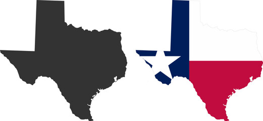 Texas state of USA. Texas flag and territory. States of America territory on white background. Separate states. Vector illustration