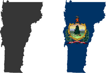 Vermont state of USA. Vermont flag and territory. States of America territory on white background. Separate states. Vector illustration