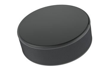 Ice hockey puck, 3D rendering isolated on transparent background