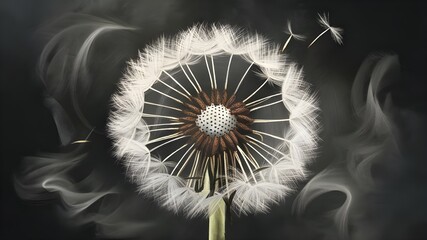 A dandelion with the words  dandelion  on the bottom.